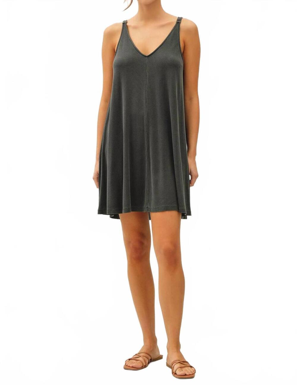 NEW BE COOL ruby ribbed knit dress in charcoal
